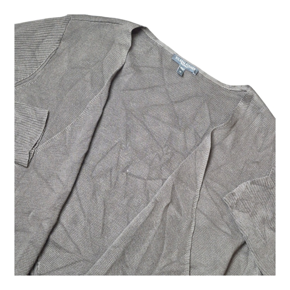 Eileen Fisher Women's 1X Silk Cotton Dark Brown Open Front Cardigan Minimalist